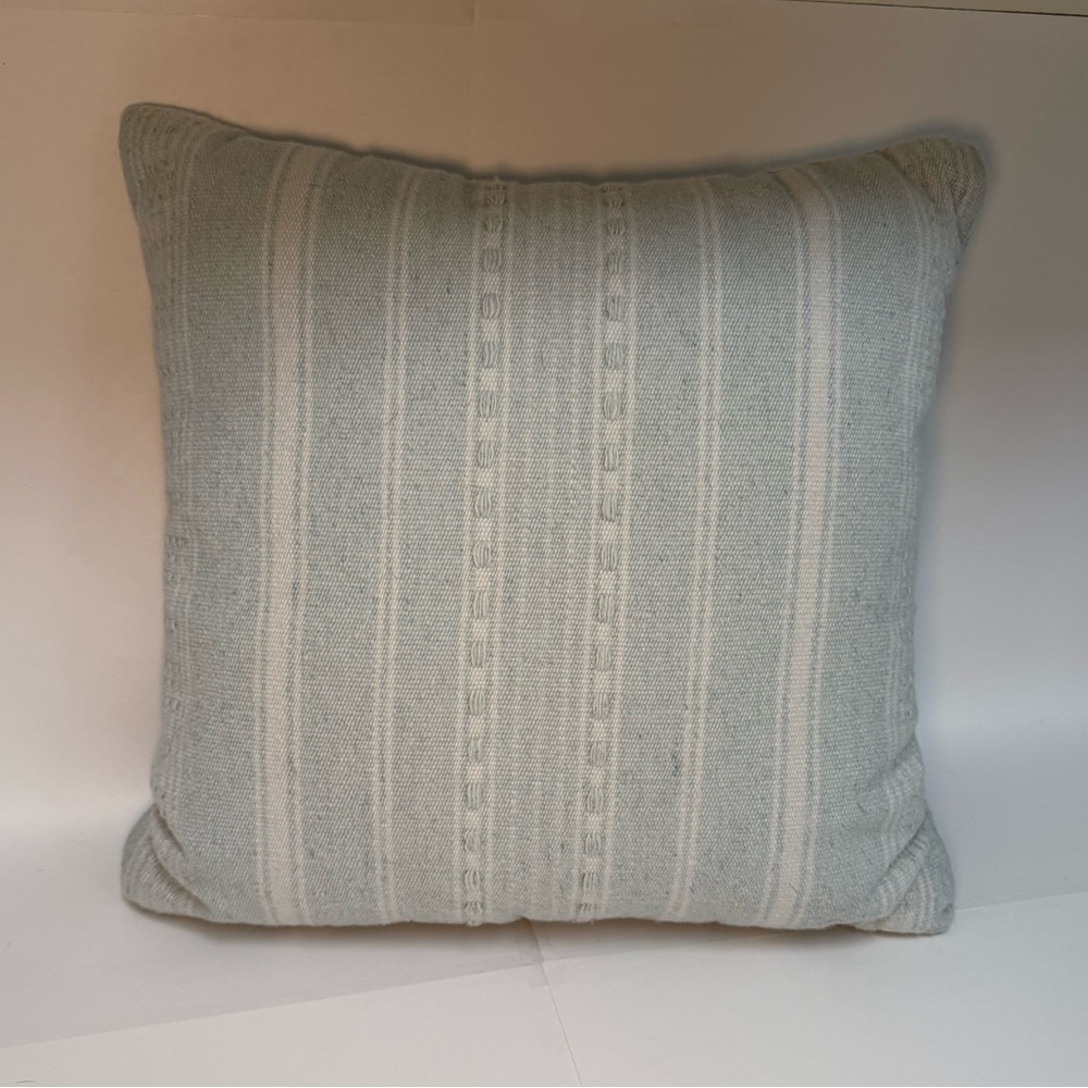 Pottery Barn X Airstream Collaboration Throw Pillow Light Blue Used for Display